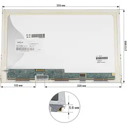 Матриця 15.6 N156BGE-L11 (1366*768 40pin LED NORMAL матова роз'єм ліворуч знизу) для ноутбука (renew) - мініатюра 2