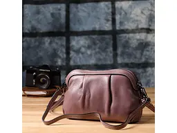 Жіноча шкіряна сумка з ефектним драпіруванням Vintage 23х15х7 см sum0027523 - мініатюра 10
