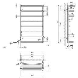 Сушарка для рушників електрична Kroner KRP Stern EL900x500-8 (CV036332) - мініатюра 6