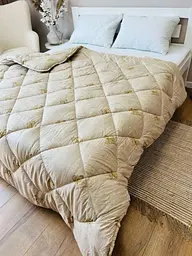 Ковдра євро зимова з вовни Leri Max Pure Wool 21505 200х215 см бежева - мініатюра 2