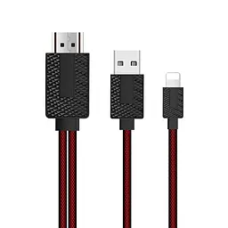 Конвертер Lighting (тато) на HDMI (тато) 1,8 м, Black/Red, MHL 4K/2K