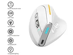Вертикальна миша бездротова Zelotes F-36 з акумулятором та RGB підсвічуванням 2,4G+Bluetooth White - мініатюра 7