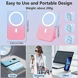 Портативний ЗП Power Bank JJT-A27-1 Gradient PD20W+QC 22.5W з БЗП 10000 mAh Blue / Pink - мініатюра 3
