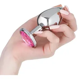 Анальна пробка Passion S-Pink з кристалом сталева (4821002030163) - мініатюра 2