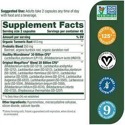 Пробіотики MegaFood MegaFlora for Over 50 Probiotic with Turmeric 90 капсул - мініатюра 3