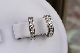 Сережки Xuping Jewelry кільця п'ять каменів гладкі бортики 1.2 см сріблясті - мініатюра 2