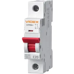 Автоматичний вимикач RS4 1п 20А С 4,5кА Videx Resist (VF-RS4-AV1C20)