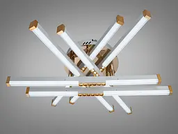 Стельова LED-люстра Diasha 2531WH+G dimmer для вітальні, спальні та кухні, димер, пульт, 80 W, 67 см, 13-19m2 - мініатюра 2