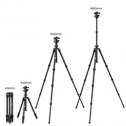 KF09.123 - Штатив K&F Concept Штатив карбоновий K254C2+BH-36L, max 8kg, 162cm - мініатюра 2