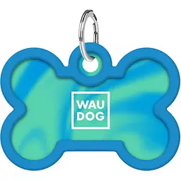 Адресник для собак і котів Waudog Smart ID з QR паспортом Градієнт блакитний 4х2.8 см - мініатюра 2