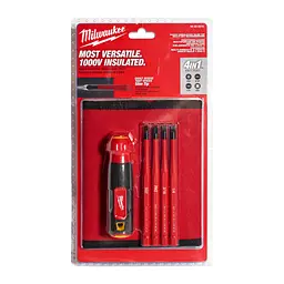 Набір викруток прецезійних ізольованих VDE MILWAUKEE 4-в-1 (рукоять VDE + 4 біти TORX VDE, текстильний чохол)