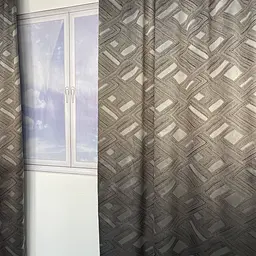 Жакардові штори "геометрія" коричневого кольору на тасьмі 2шт. 150х270 ALBO pbe0052390 - мініатюра 9