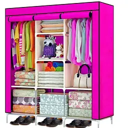 Складана тканинна шафа, шафа для одягу Storage Wardrobe 88130 на 3 секції Рожева