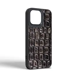 Кожаный чехол для Apple iPhone 15 Pro Max, Harder Kaiju Skin, черный, термополиуретан ТПУ + экокожа с эффектом текстуры монстра, панель, защита корпуса, противоударный, микрофибра, рамка вокруг камеры, защита всего корпуса, (ARM76845) - мініатюра 2