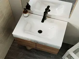 Умивальник Miraggio JESSEL 700 (0000750) Miramarble, Глянцевий, Накладний/Врізний, Білий - мініатюра 5