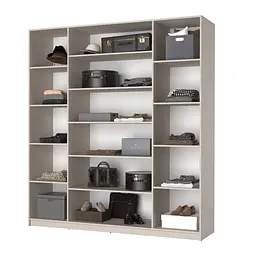 Шафа 4-дверна MebelStar Оскар Gloss BL-B, 4 додаткові полиці 200x52x220 см Антрацит/Альмонд (MBS-5340) - мініатюра 2