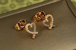 Сережки гвоздики Xuping Jewelry серце обідок 10 мм золотисті - мініатюра 2