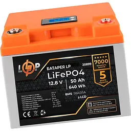 Акумулятор LogicPower LiFePO4 LCD 12V 12.8V/50Ah/640Wh BMS 50A/25A [20899] [109689] - мініатюра 3