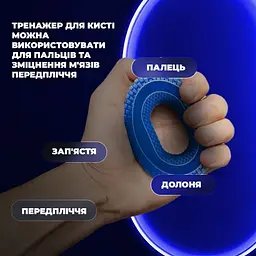 Еспандер кистьовий силіконовий PowerPlay PP-4333 Hand Grip Light 15 кг Синій (PP_4333_Blue_15kg) - мініатюра 5
