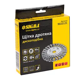 Щітка дротяна дископодібна Sigma Ø125мм Ø22.2мм (сталева кручена) (9022121) - мініатюра 2