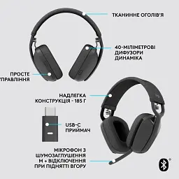 Навушники Logitech Zone Vibe Wireless UC Graphite (981-001199) - мініатюра 6