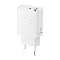 Зарядний пристрій XO QC16U 1xUSB-C PD30W + 1xUSB QC3.0 GaN white (XO-QC16U)