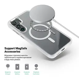 Чехол Samsung Galaxy S24 Plus 5G (SM-S926), Unit MagSafe, белый, прозрачный, магсейф, противоударный, магнитный, панель-накладка с поддержкой MagSafe, с поддержкой беспроводной зарядки, TPU+PC, защита всего корпуса, ударопрочный, ArmorStandart (ARM74865) - мініатюра 4
