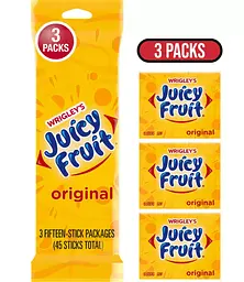 Жувальна гумка Wrigley's Juicy Fruit Fruit Flavoured Chewing Gum 3 пачки по 15 стиків - мініатюра 2