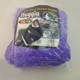 Толстовка плед з капюшоном та рукавами унісекс двостороння халат Huggle Hoodie фіолетова - мініатюра 3