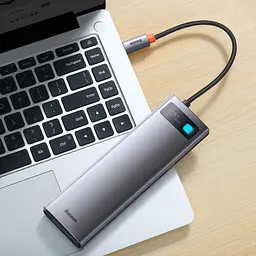 USB-Хаб Baseus Metal Gleam Series 12-in-1 (Type-C to HDMI+USB3.1*2+USB3.0*2+Type-C 3.1+PD+RJ45+SD/TF - мініатюра 10