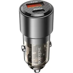 Зарядний пристрій BOROFONE 1xUSB-C PD 65 Вт + 1xUSB QC 3.0 83 Вт автомобільний адаптер прозоро-чорний (6941991101625) - мініатюра 5