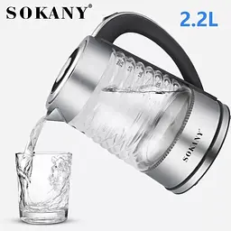 Скляний чайник Sokany SK-1027, 2200 Вт, 2,2 літра електролектроча - мініатюра 3