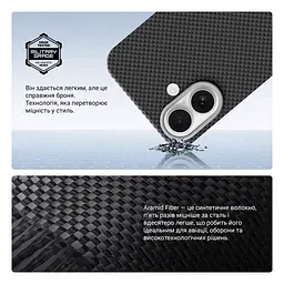Защитный чехол для Apple iPhone 17, BlackIcon Kevlar MagCase, кевларовый, черный, панель, накладка с поддержкой MagSafe, противоударный, защита всего корпуса, усиленные углы, совместим с беспроводной зарядкой, ArmorStandart (ARM88532) - мініатюра 4
