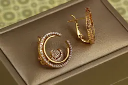 Сережки Xuping Jewelry контур з серцем 2 см золотисті - мініатюра 2