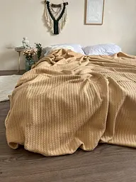 Покривало Zeintex Косичка бавовняне карамельне 230х300 см - мініатюра 8