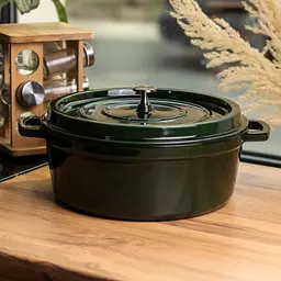 Кокотниця чавунна емальована 6 л, малахіт Yongkang HP-FLG-13 green - мініатюра 2