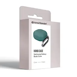 Силіконовий чохол для навушників Samsung Galaxy Buds Core, Hang Case, зелений, ультратонкий захисний кейс товщиною 2 мм, захист від подряпин, пилу та ударів, компактний, з карабіном для кріплення, ArmorStandart (ARM88042) - мініатюра 3