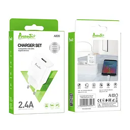 Мережевий зарядний пристрій Avantis A820 (1USB/2.4A) + USB кабель Micro- білий - мініатюра 2