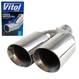 Насадка на подвійний глушник Vitol 300 x 2-89 x 64 мм Хром (НГ-0260A) - мініатюра 2