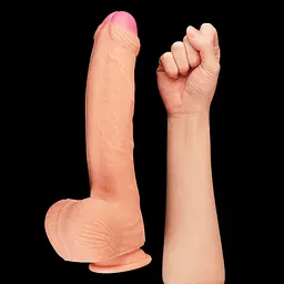 Великий фалос на присосці LoveToy Nature Cock 28 см тілесний - мініатюра 8