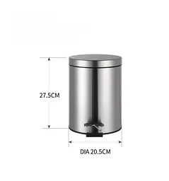 Відро для сміття Zerix Solo-TC0205 SS Color з плавним закриттям, кругле, 5 л, нержавійка (ZX5888) - мініатюра 5