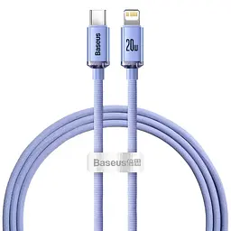 Кабель для зарядки айфону Baseus Crystal Shine Type-C Lightning 20W 1.2м плетений фіолетовий