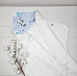 Дитячий рушничок-куточок 80х80 a.l.babybox Панда на кульках Білий 2 - мініатюра 4