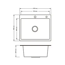 Кухонна мийка Lidz H6050B 3.0/0.8 мм Brush Black (LDH6050BPVD3008), Чорний - мініатюра 2