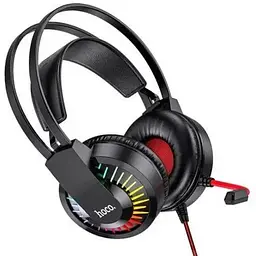 Ігрові геймерські навушники Hoco Gaming W105 з мікрофоном і LED RGB підсвіткою червоні - мініатюра 2