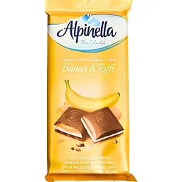 Молочний шоколад Alpinella з бананово-тофі начинкою 100 г (5900915032163)