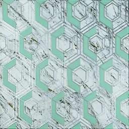Панель стінова Sticker Wall 3D 700х700х4мм Сіро-зелені стільники мармур SW-00002006