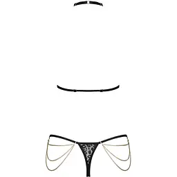 Комплект із ланцюжками Obsessive PanTheria 2-pcs set Black S/M, бюстгальтер, трусики - мініатюра 4