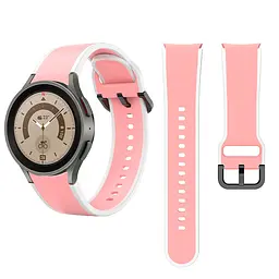 Ремінець для Samsung Galaxy Watch 6 40mm 6 44mm - рожево-білий ширина кріплення 20мм силікон Watchbands Double Line (W12-8WB93690722) - мініатюра 5