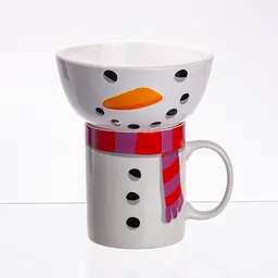 Новорічна чашка з піалою Yiwu Snowman набір святковий CR-1-49 - мініатюра 3